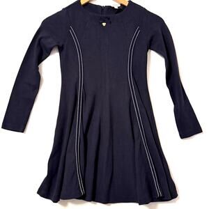 Armani Junior Dress Girls Size 10A Contrast Stitch Bow Flare Preppy Kidcore